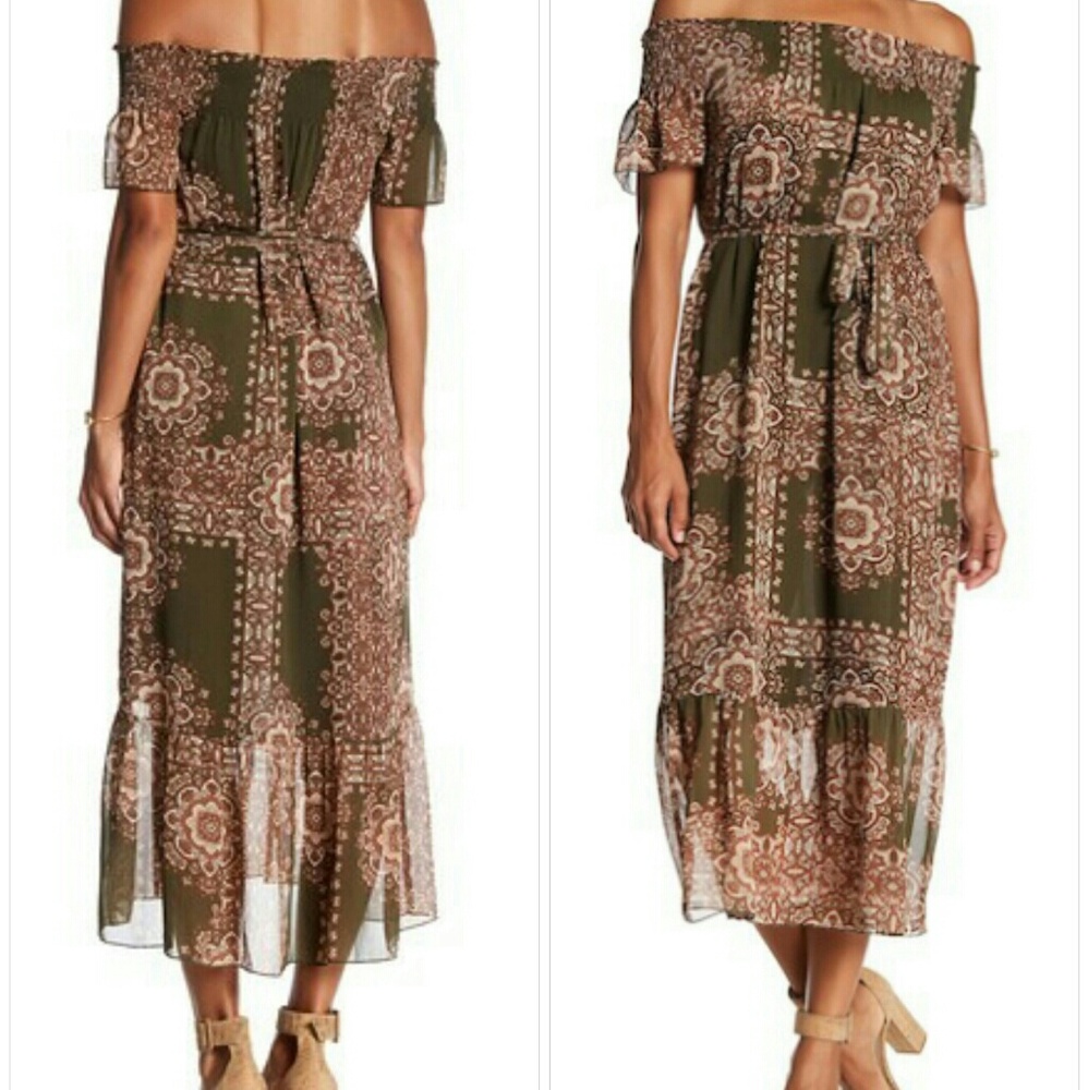 Nannette Lepore Grove print offshoulder Midi dress